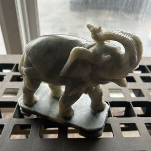 Hand-Carved Marble Elephant Sculpture - Home Art Décor